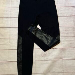 SPANX Black Leggings with mesh detail size large